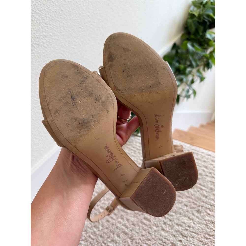 Sam Edelman Odila Heeled Sandals Women 7.5 Scalloped Ankle Strap Leather - Picture 8 of 10